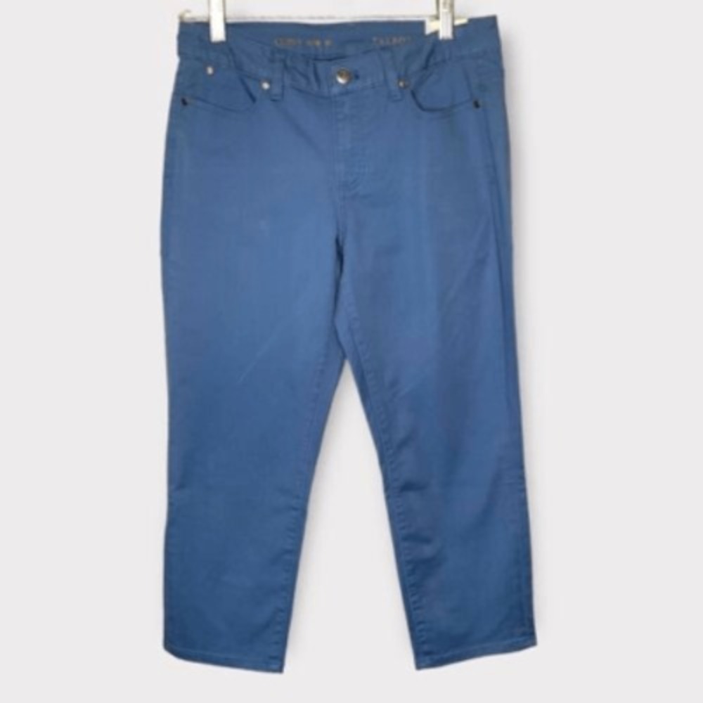Talbots Premium Jeans Womens Size 8 Petite Blue Cotton CURVY STRAIGHT Crop Leg